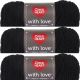 Spinrite Red Heart With Love Yarn Black Pack of 3 Skein