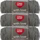Spinrite Red Heart With Love Yarn Pewter Pack of 3 Skein