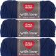 Spinrite Red Heart With Love Yarn Navy Pack of 3 Skein