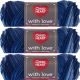 Spinrite Red Heart With Love Yarn Deep Blues Pack of 3 Skein