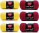 Spinrite Red Heart Super Saver Bright Yellow and Cherry Red Yarn Bundle 198g 7oz Acrylic Pack of 6 Skein
