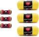 Spinrite Red Heart Super Saver Yarn Favorite Stripe and Bright Yellow Pack of 6 Skein