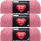 Spinrite Red Heart Super Saver Yarn Light Raspberry Pack of 3 Skein