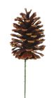 Christmas Floral Pine Cone Pick Natural with Gold Glitter Large