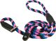 Leather Brothers British Rope Slip Lead 6 Black/Blue/Hot Pink