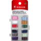 Transparent Plastic Class 15 Bobbins Threaded in Case Assorted Colors 12 Per Pkg