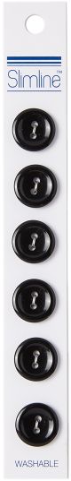 Slimline Buttons Series 1 Black 2 Hole 9 16 inch 6 Per Pkg