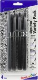 Pentel Arts Sign Pen W Fiber Tip Variety Pack 4 Per Pkg Assorted Nibs Black Ink