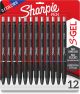 Sharpie S Gel .7mm Medium Point Pens 12 Per Pkg Business Colors Black Blue and Red