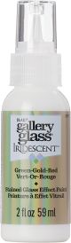 FolkArt Gallery Glass Paint 2oz Iridescent Green/Gold/Red