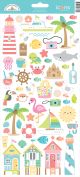 Doodlebug Cardstock Stickers 6 inch X13 inch Seaside Summer Icons