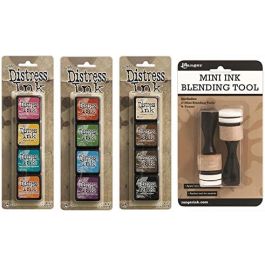 Ranger Tim Holtz Distress Mini Ink Pad Kits 1 2 3 and Mini Ink Blending ...