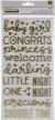Night Night Baby Girl Thickers Stickers 5.5 inch X11 inch 151 Per Pkg Words and Numbers Gold Foiled Foam