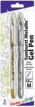 Pentel Sunburst Metallic Gel Pen .8mm 2 Per Pkg Gold and Silver