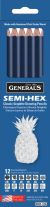 Semi Hex Graphite Drawing Pencils 12 Per Pkg 