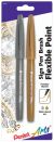 Pentel Arts Sign Pens With Brush Tip 2 Per Pkg Gold And Silver