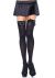 Womens Opaque Thigh High Stockings with Satin Bow Black