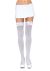 Womens Opaque Thigh High Stockings with Satin Bow White