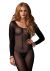 Sheer Long Sleeves Bodystocking One Size Black