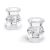 Candle Holder Clear Glass 2.25 Inches 2 Pieces