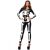 Women s Spandex Printed Glow In The Dark Skeleton Catsuit Black and White Medium